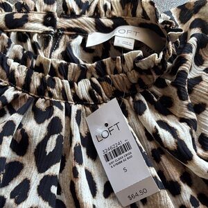 LOFT Animal Print Ruffle Blouse